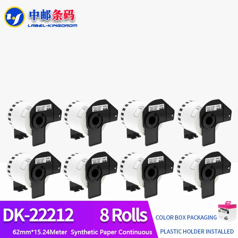 

8 Rolls Generic DK-22212 Label 62mm*15.24M Continuous Compatible for Brother Printer QL-570/700 All Include Plastic Holder