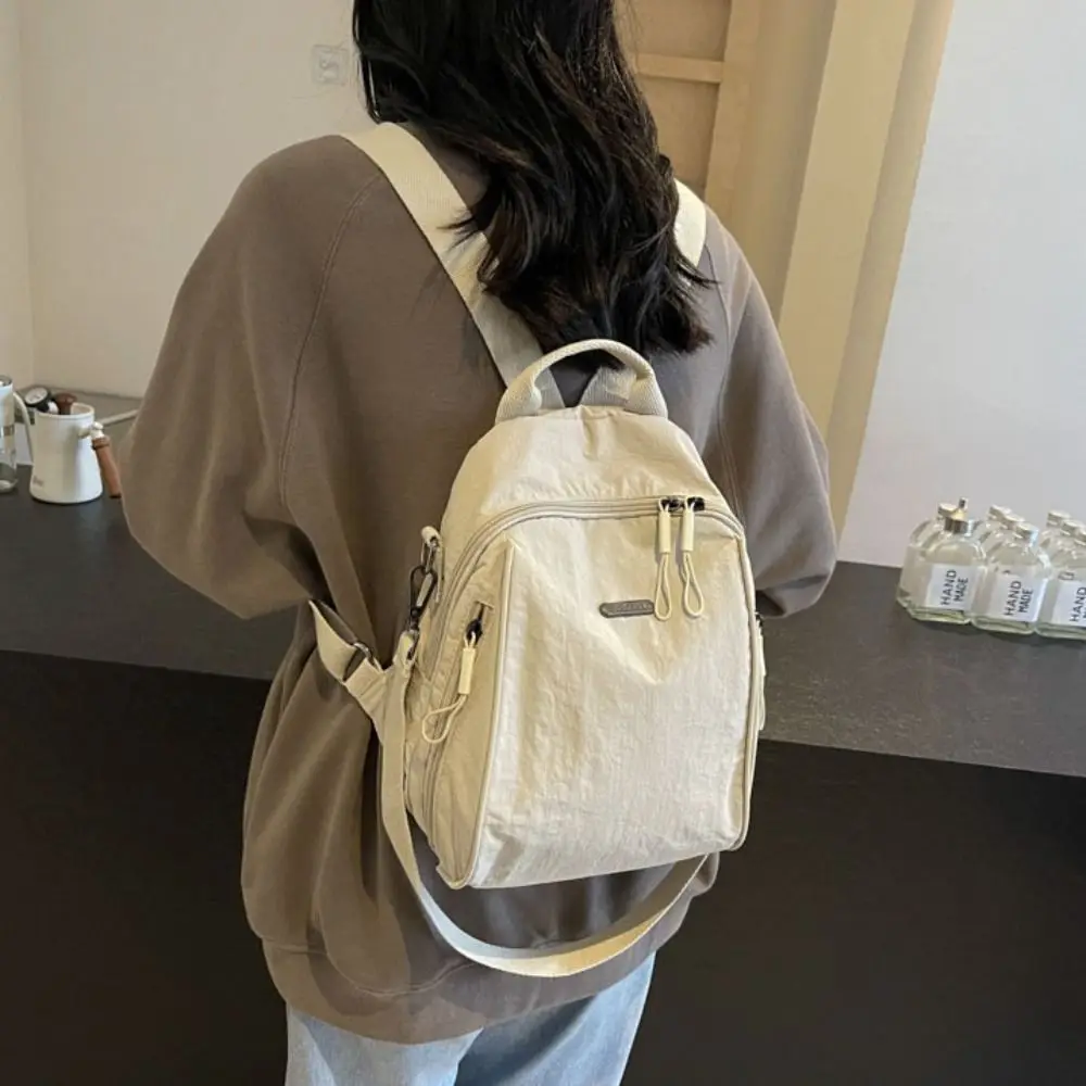 

Mini PU Sport Nylon Backpack Small Pack Solid Color Solid Color Shoulder Bag Korean Style Handbag Retro Backpack Gift