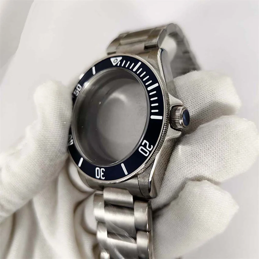 41mm NH35 Case + Bracelet + Dial + Watch Hands Set, Stainless Steel Watch Case with Mineral Glass Shell for NH35/NH36 Movements