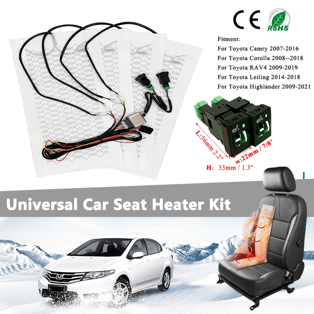 Built-in Car Seat Heater Kit Fit 2 Seats 12V 27W Heating Pads Control Switch For Toyota Camry Corolla RVA4 Leiling Highlander