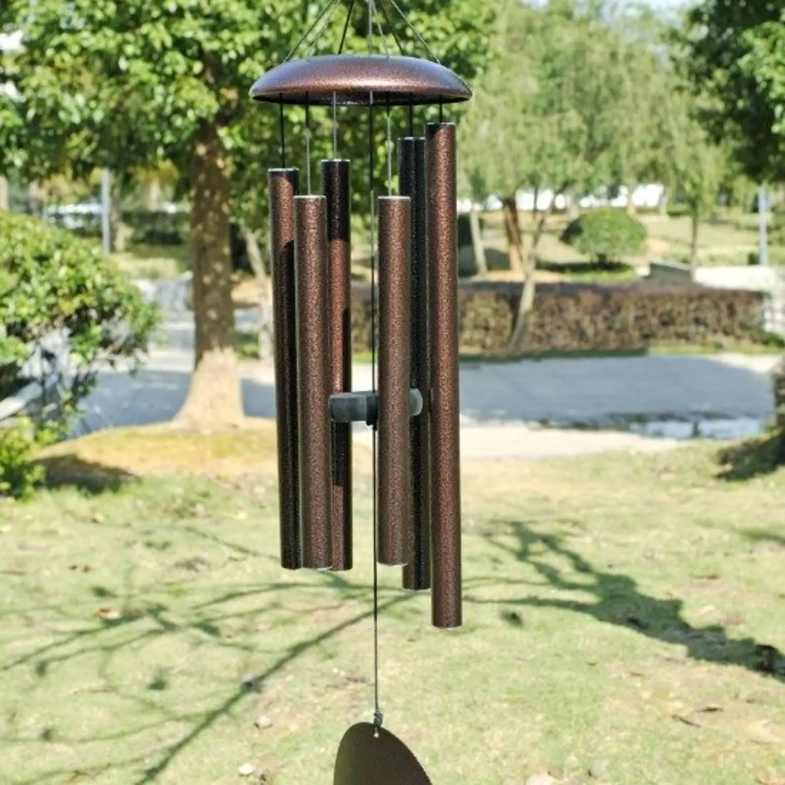 Bronze Aluminum Wind Chime Large Tuned Tubes Garden Wind Pendant for Patio Backyard Relaxing Sound Outdoor Art Decor