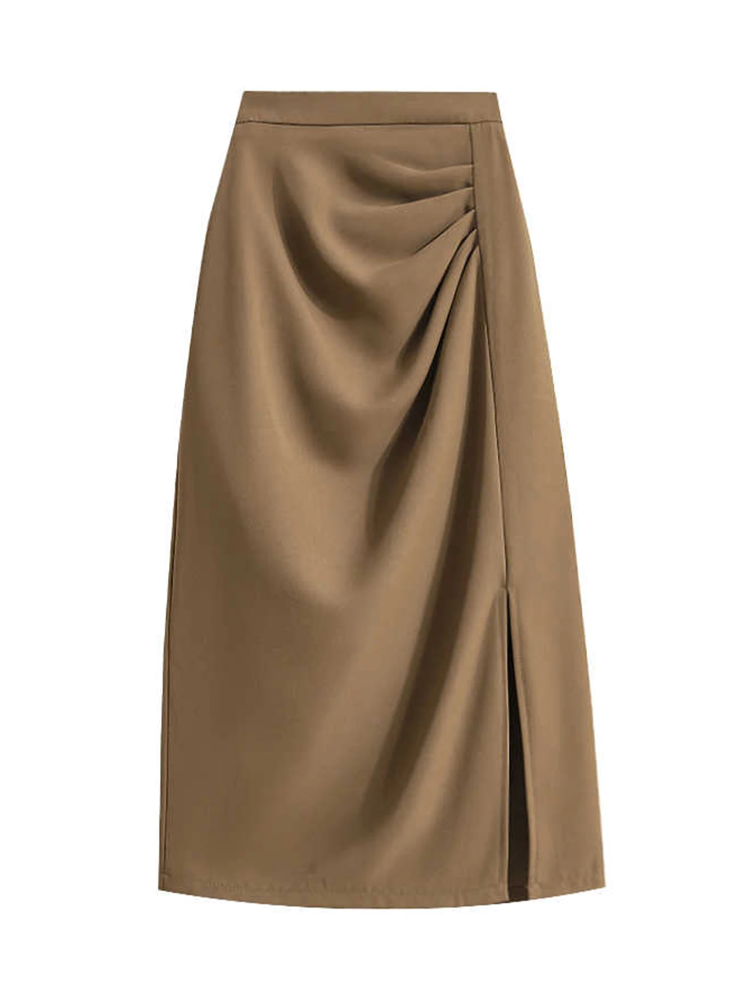 

Женская кофейная юбка миди А-силуэта в стиле Харадзюку Y2K Гяру с разрезом, винтажная, оверсайз, модная одежда 2000-х годов, осень 2025