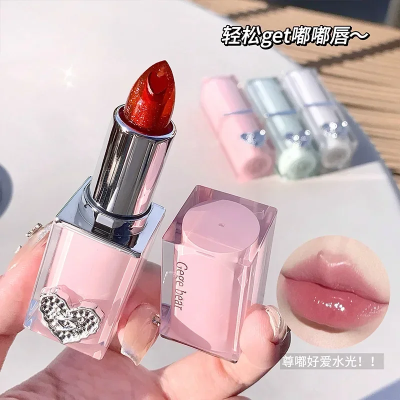 Gege Bearing Crystal Transparent feuchtigkeitsspendender Sandwich-Lippenstift Dudu Lip feuchtigkeitsspendender und feuchtigkeitsspendender, schlichter, nackter Lippenstift für das Gesicht