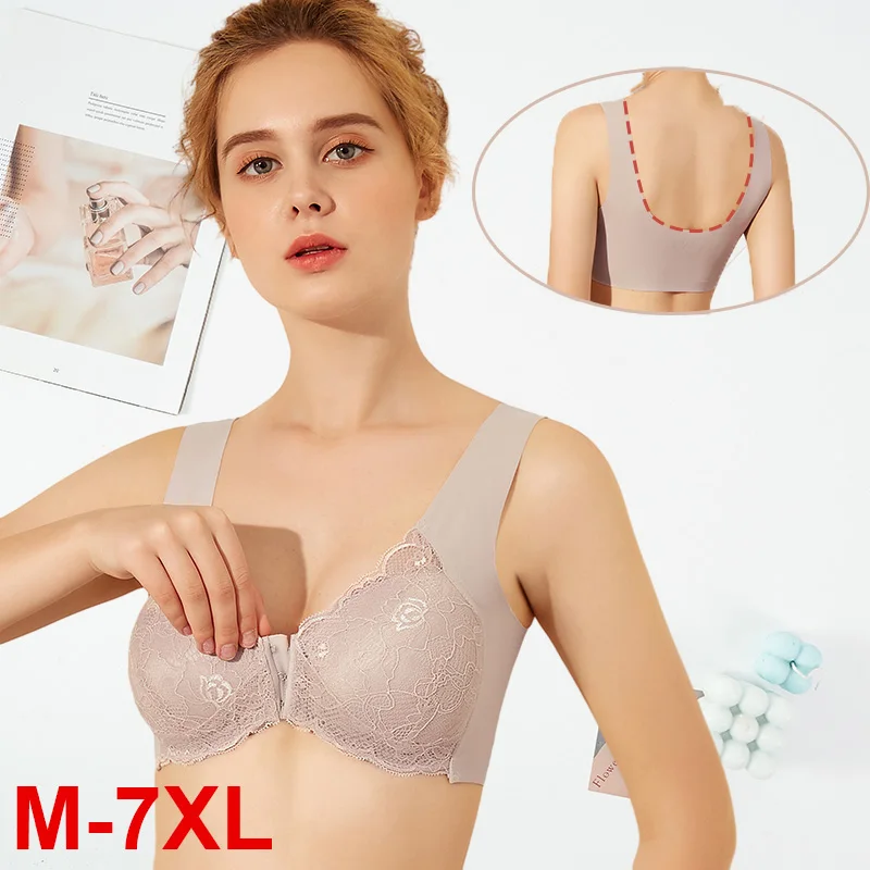 1PCS Plus Size Bra Sexy Bralette Crop Top Underwear Push Up M-7XL Underwear Intimate Seamless Brassiere Sexy Front Closure Bras