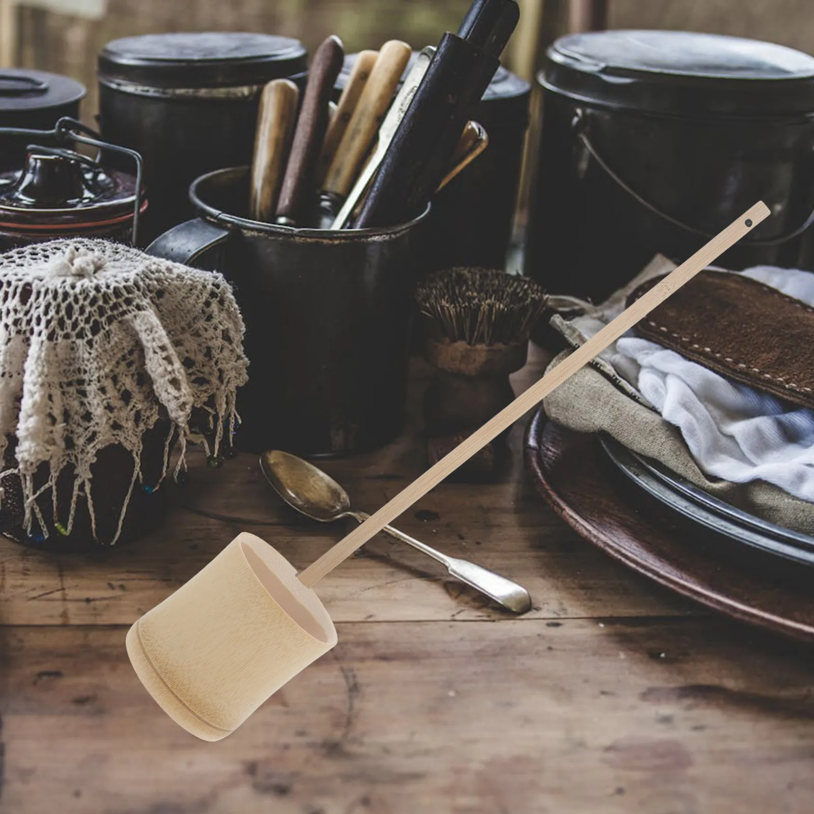 

Long Handle Bamboo Wine Ladle Multipurpose Kitchen Spoon 200ml Ergonomic Bar Serving Pouring Stirring Tool Bamboo Ladle