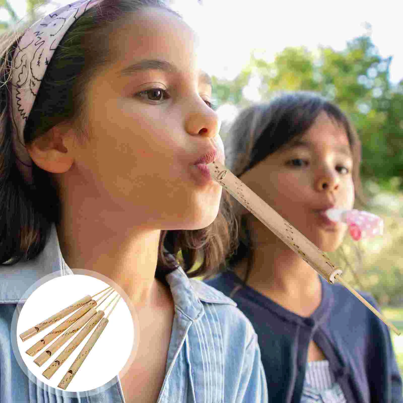 5 Pcs Bulk Bamboo Flute Bird Whistle Instruments Train Slide Party Whistles Music