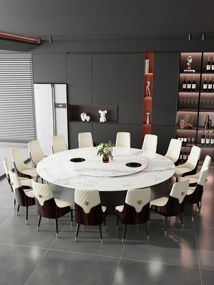 For Rock slab electric turntable, marble round table, high-end hotel, large apartment villa, round table