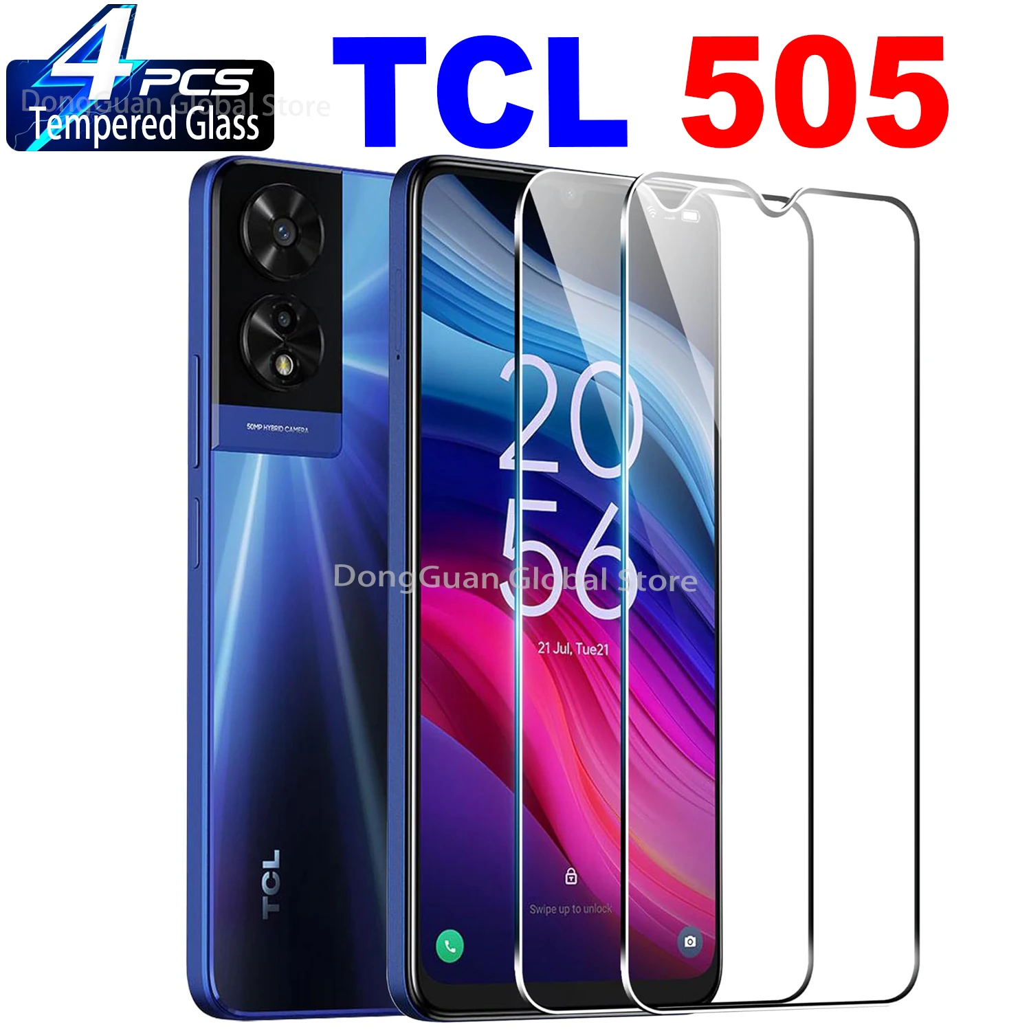 For TCL 505 Tempered Glass Screen Protector Glass Film