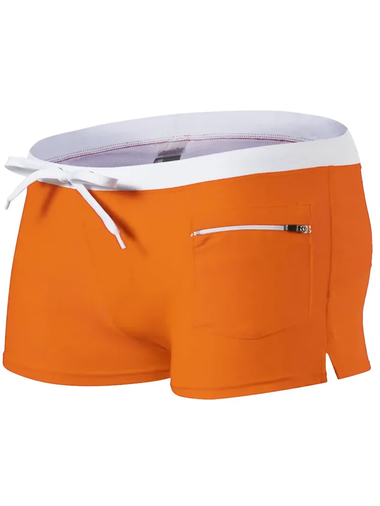

Men's Pure Color Tight Fit ort Swim Trunks Belted Flat Angle Beach orts Comfortable Breathable Cotton Youth Summer Wear