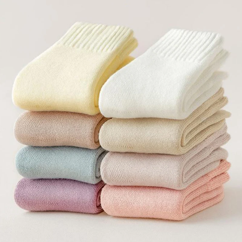 3 أزواج من الجوارب النسائية الدافئة الكشمير بعد الولادة 2025 الشتاء الراحة قصيرة أفخم النساء الحوامل الجوارب الصوف السميك جوارب القطن #6