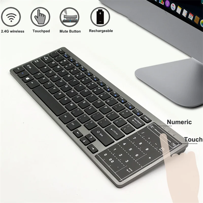 

Wireless 2.4G Touch Keyboard Numeric and Touch Pad Keyboard USB Computer Ergonomic Keypad For PC Tablet Android TV Phone Laptop