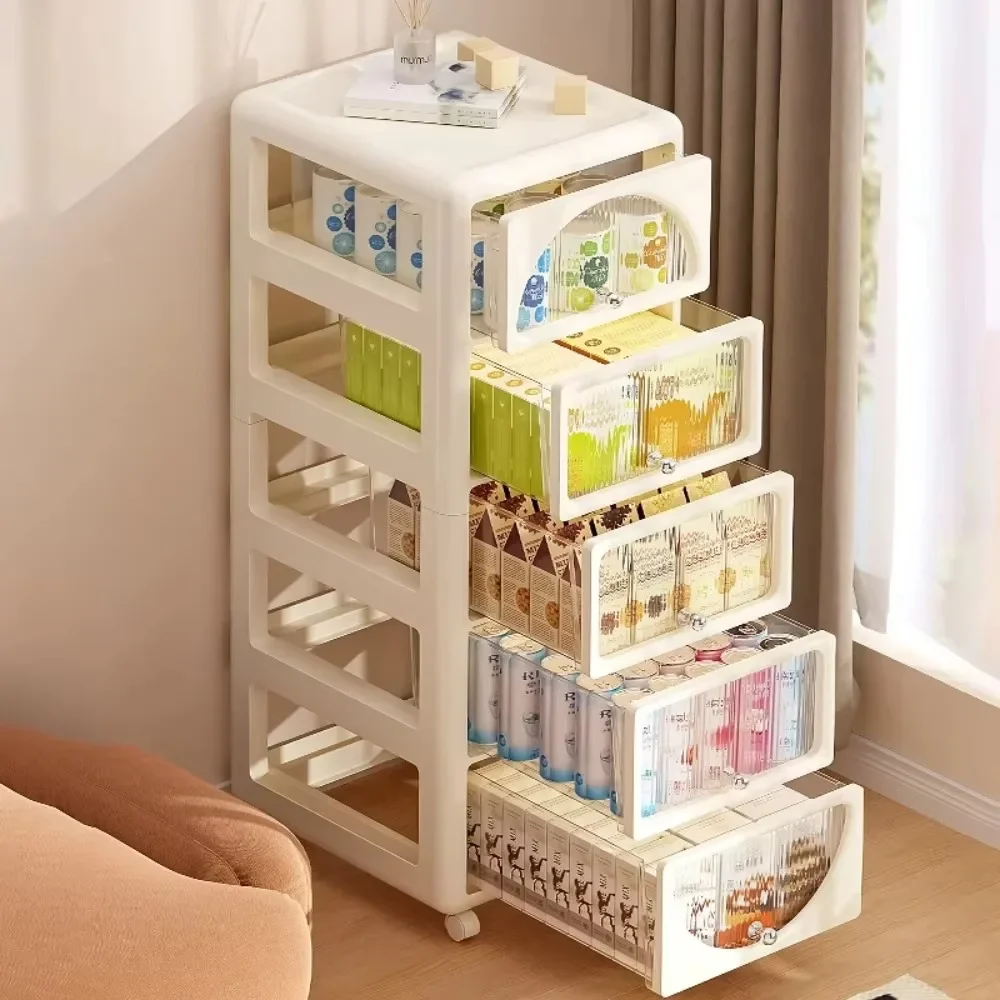 

Storage Cabinet Drawer-Type Multi Story Bedroom Bedside Table Large-Capacity Mobile Cabinet Nordic Transparent Bathroom Carts