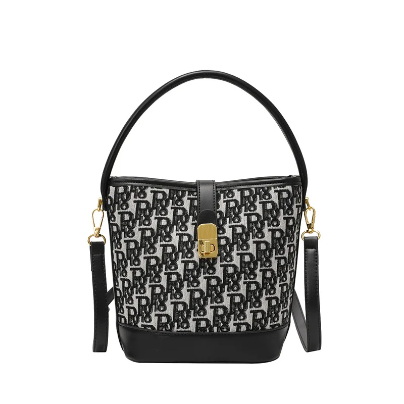 

Macaron Color Contrast 2025 New! Luxury Embroidered Bucket Bag Large Capacity, Fashionable Hand/Crossbody, Commuter Chic
