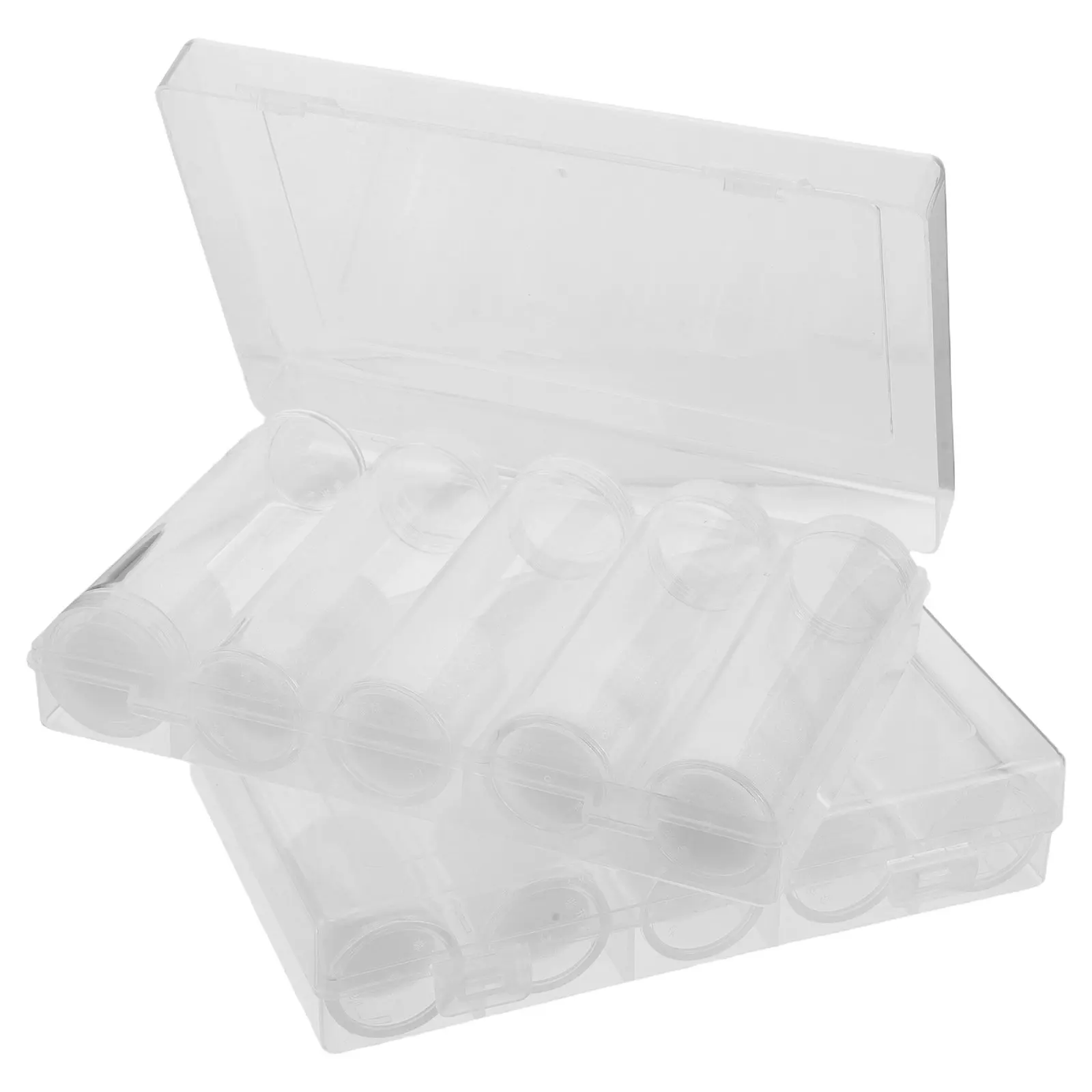 2 Pcs Storage Boxes Transparent Coin Tube Clear Container 27mm Collection Holder Case Protectors Collecting Supplies