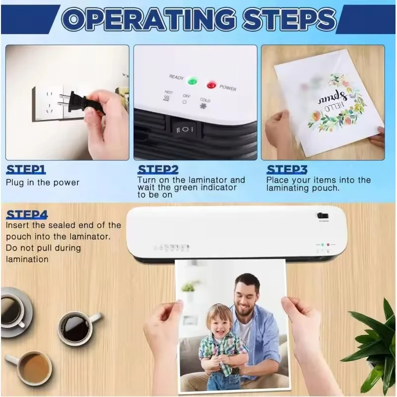 SL399 مجموعة متعددة المكونات A3/A4 آلة تصفيح ذكية متوافقة مع بارد وساخن، تصفيح مستندات مكتب الصور العائلية المنزلية #4