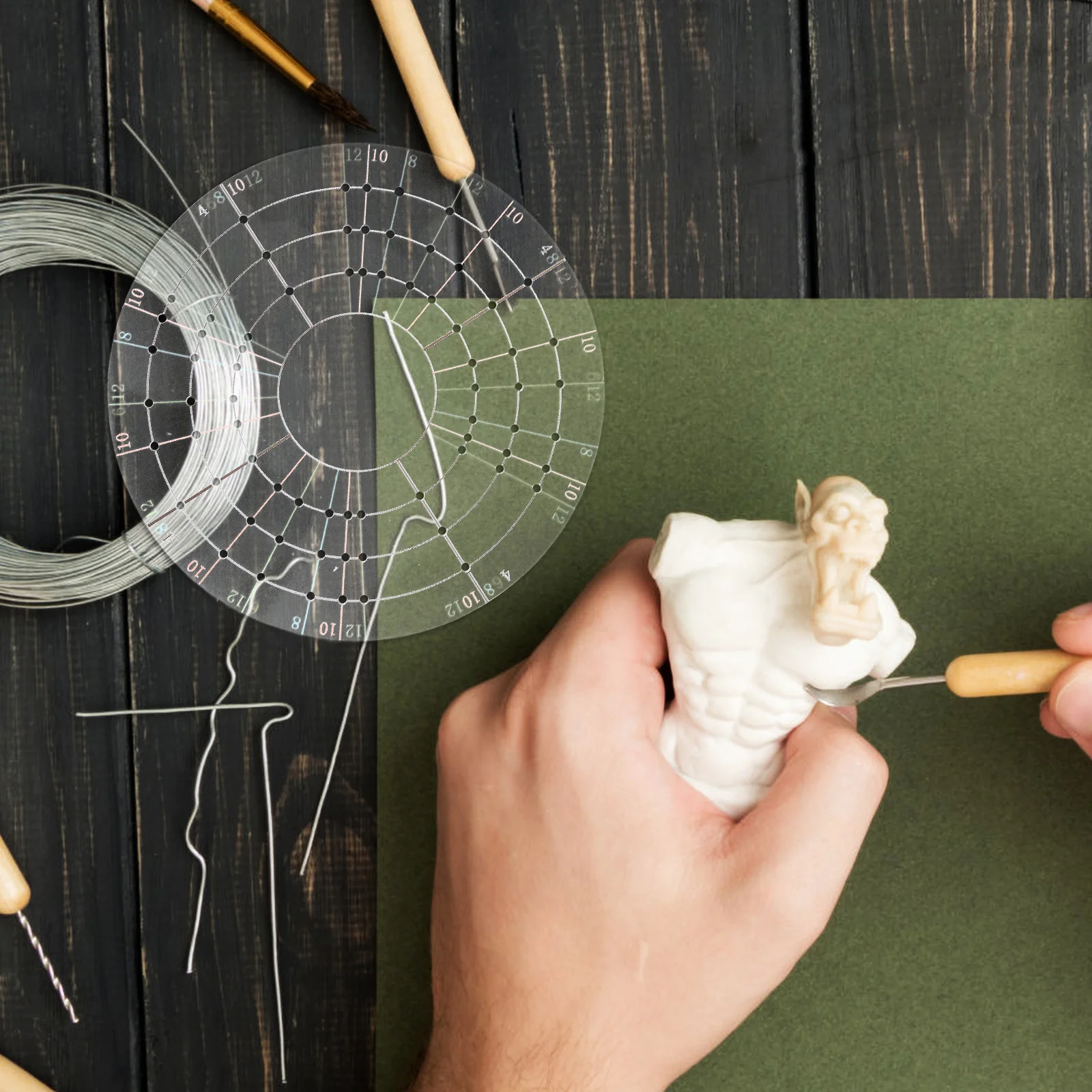 أداة تشذيب الفخار مقسم الطين أكريليك دائري لمشاريع السيراميك الدوارة أداة تشذيب الطين عجلة الفخار