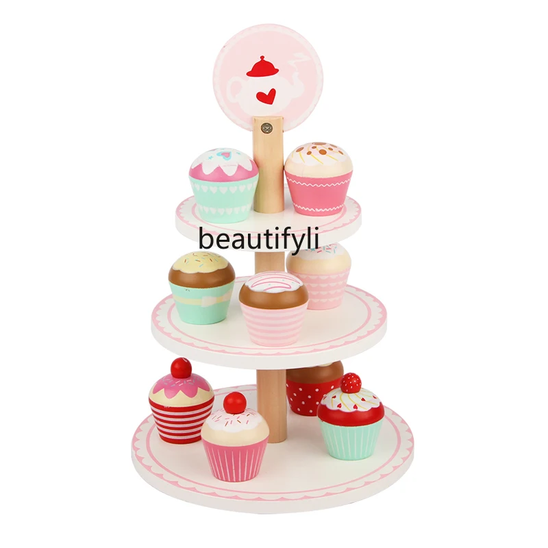 Wooden children's toy teapot birthday cake girl simulation kitchen set