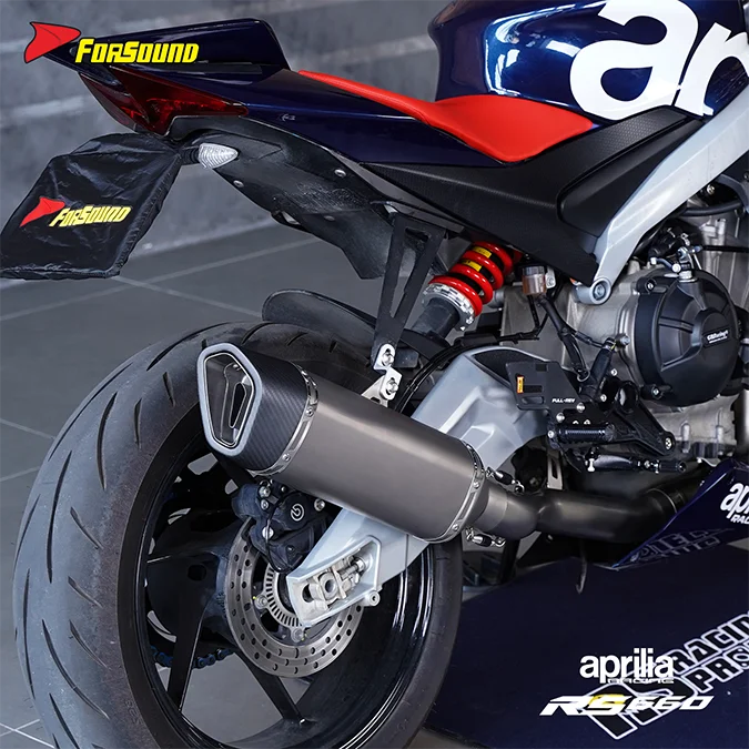 Forsound Factory Wholesale Price Aprilia RS660 Titanium Exhaust Valved Muffler with Mid Pipe Resonator