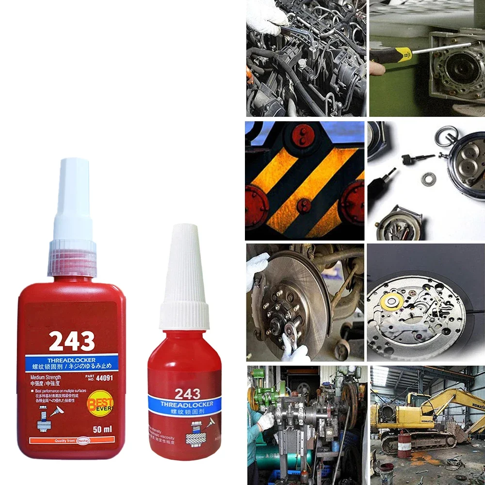 10ml/50ml Screw Glue 243 Thread Locker Tightening Screws Prevent Loosening Rusting Caulking Adhesive Temperature Resistance Tool