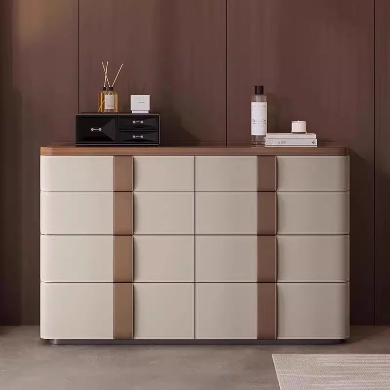 Italian minimalist bedroom chest, saddle leather jewelry, jewelry storage, cloakroom, high-end mid-island locker
