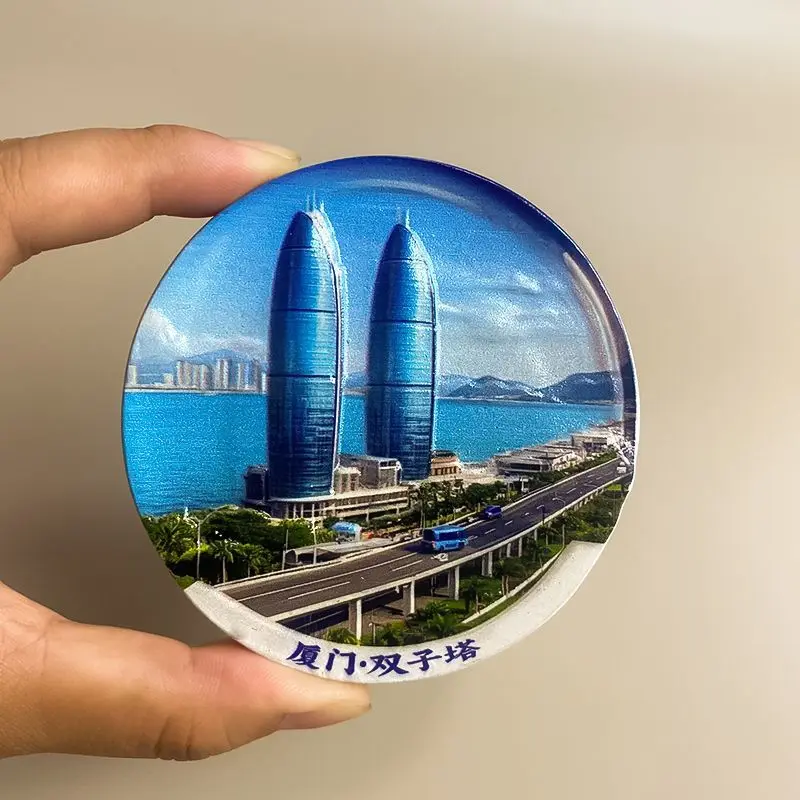 

China Xiamen Twin Towers Landmark 3D Resin Refrigerator Magnets Aimants Frigo Home Decor Items Room Decorations Strong Magnet