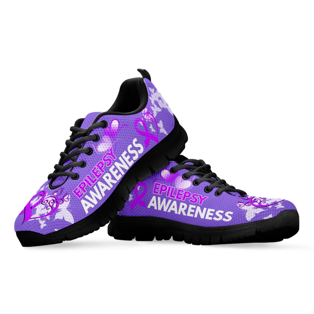 INSTANTARTS Purple Ribbon Design Women's Sneakers Pancreatic Cancer Shoes Lupus/epilepsy Awareness Footwear Zapatos Planos