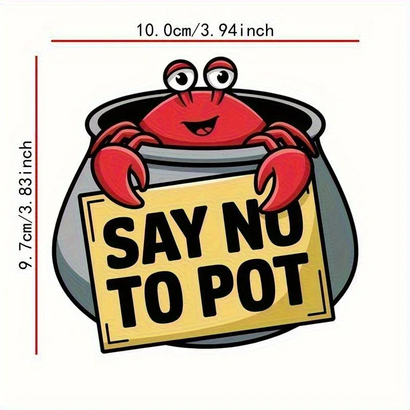 4개/세트 만화 게 모양 '쓰레기를 거부하세요' 데칼 - 노트북, 자동차, 휴대폰용 방수 생생한 스티커 - 유머러스한 스타일 개인화