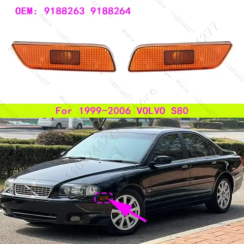 1999-2006 VOLVO S80 전면 마커 방향 지시등 램프 라이트 렌즈 하우징 9188263 9188264