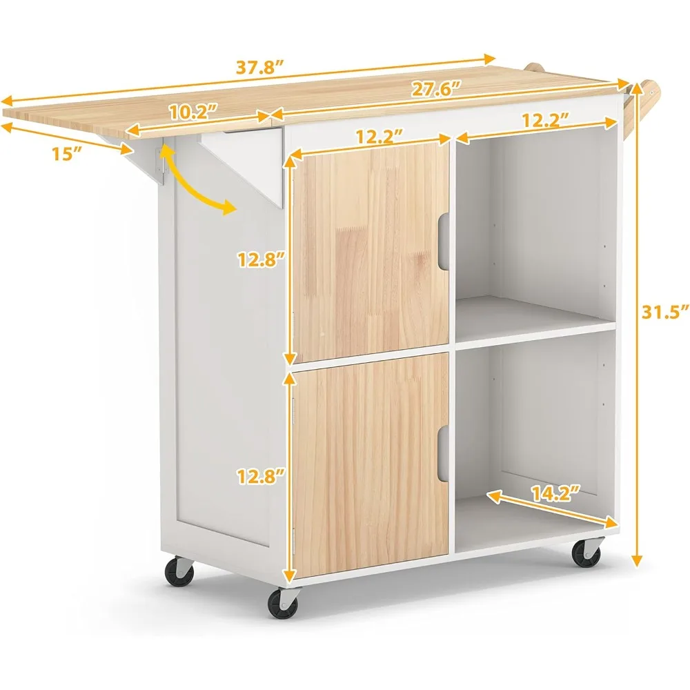 주방 아일랜드, 바퀴가 달린 주방 아일랜드 보관 캐비닛, 드롭 리프 조리대, 핸들 랙, 캐스터 양주 카트 적합