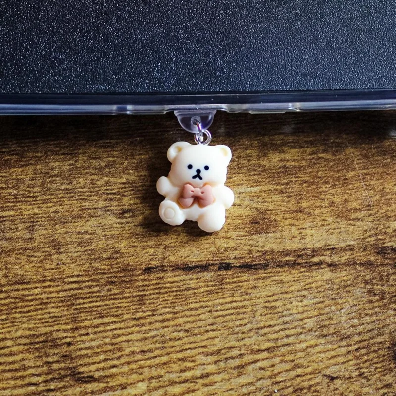 

1Pcs Cute Mini Resin Bow-tie Bear Charm Dust Plugs Ornaments for Mobile Phone, Tablets, Laptops with Type-C & Lightening Port