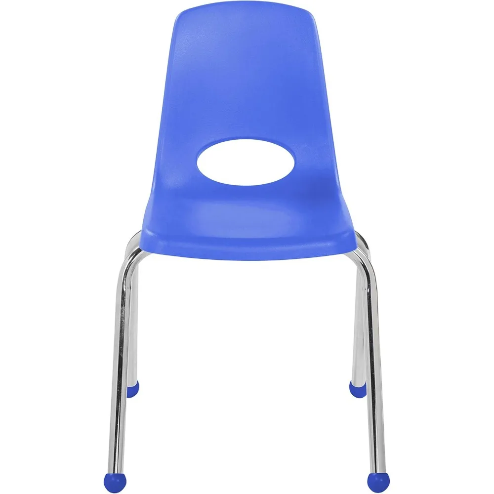 Silla de pila escolar de 16 ", asiento apilable para estudiantes con patas de acero cromado y deslizamiento de bolas (paquete de 4), sillas escolares