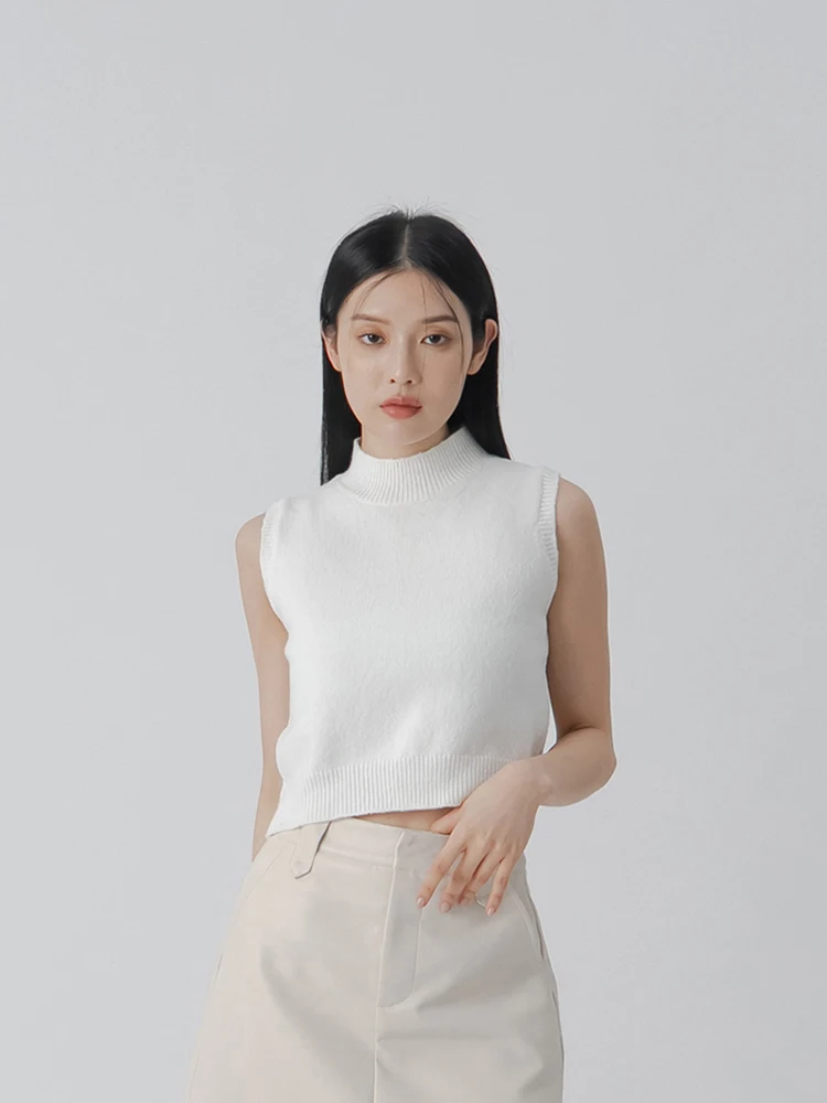 

Женский вязаный жилет Queenop на осень-зиму, с высоким воротником, облегающий, в стиле ретро, повседневный, из полиэфирного волокна, Svel