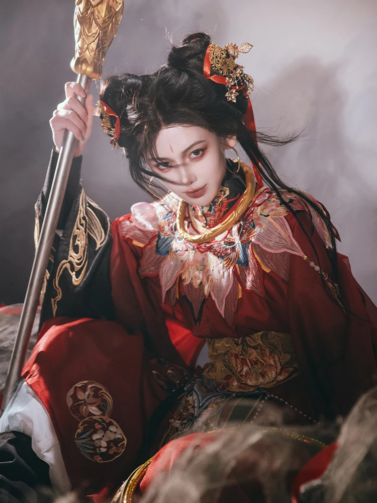 

Original We Seal 【Little Sorcer】 round Ne Robe Lantern Pants Hanfu Heavy Embroidery k Aza Series Polyester Fiber