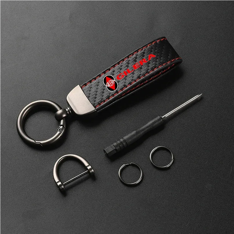 1PCS Motorcycle PU Leather Carbon Fiber Pattern Keychain Accessories For Gilera GP800 Fuoco Nexus 500 Runner 50 125 200 2024