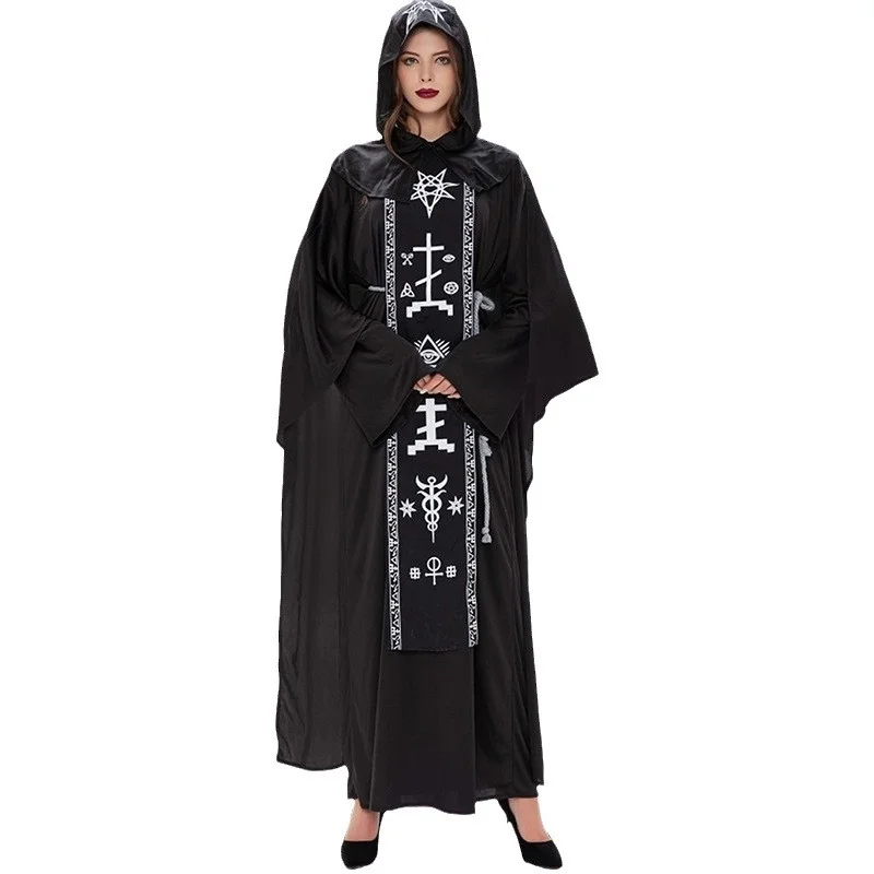 Erwachsene Halloween Kostüm Bla Robe Zauberer Dr up Kleidung Cosplay Zauberer Traditionelle Chinesische Bühne Leistung Frauen...