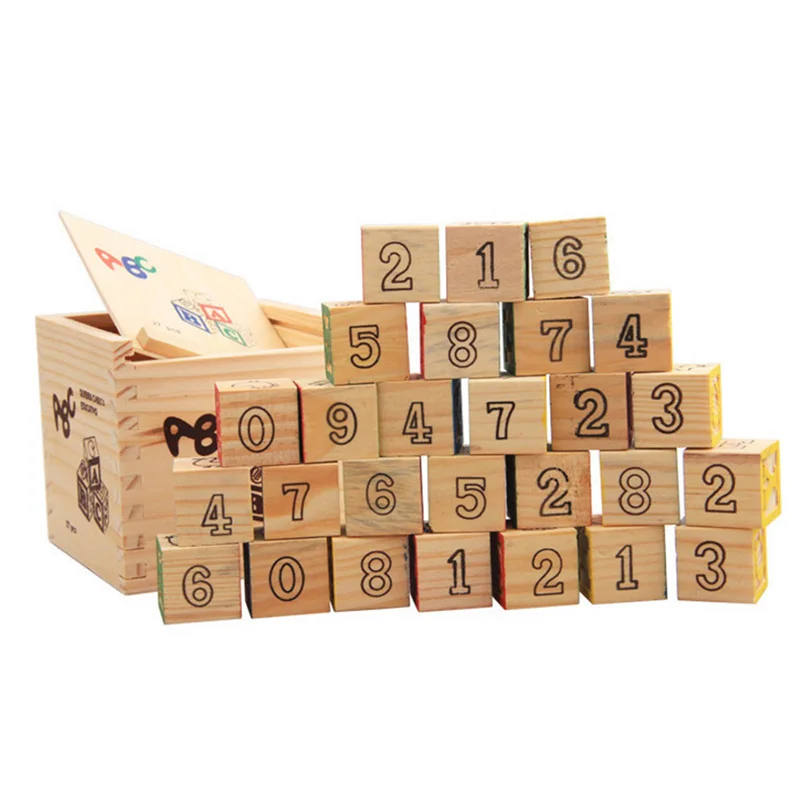 ABJL-27 Pcs Children Wood Alphabet Blocks Letters Stacking  Building Blocks Craft Early Learning Educational  Baby Room