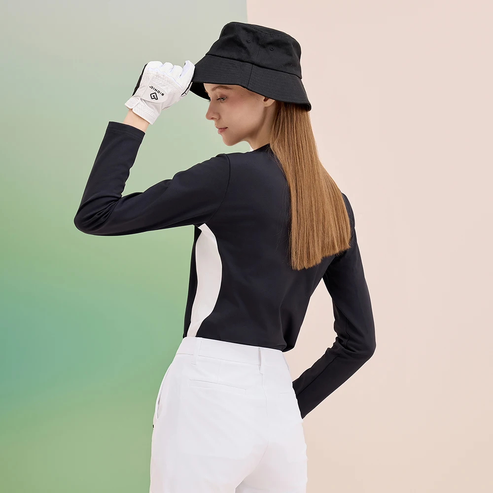 Helix Golf Clothing Women's Long-Sleeved Sports Sun Protection Breathable Top Stand-Up Collar Casual T-Shirt