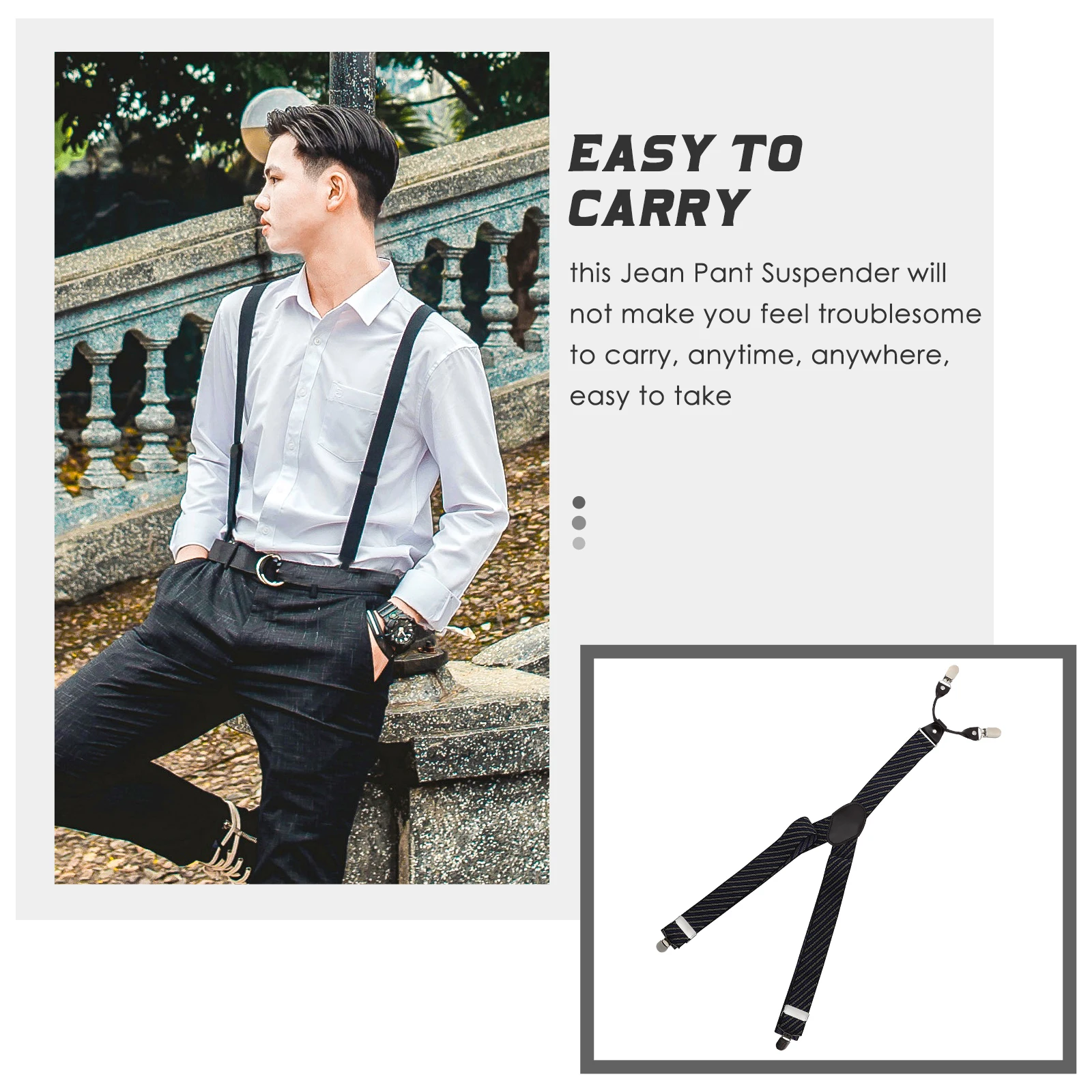 

High Quality Polyester Mens Suspender Heavy Duty Elastic Strap Comfortable Suit Suspenders Multifunctional Pant Clips For Men