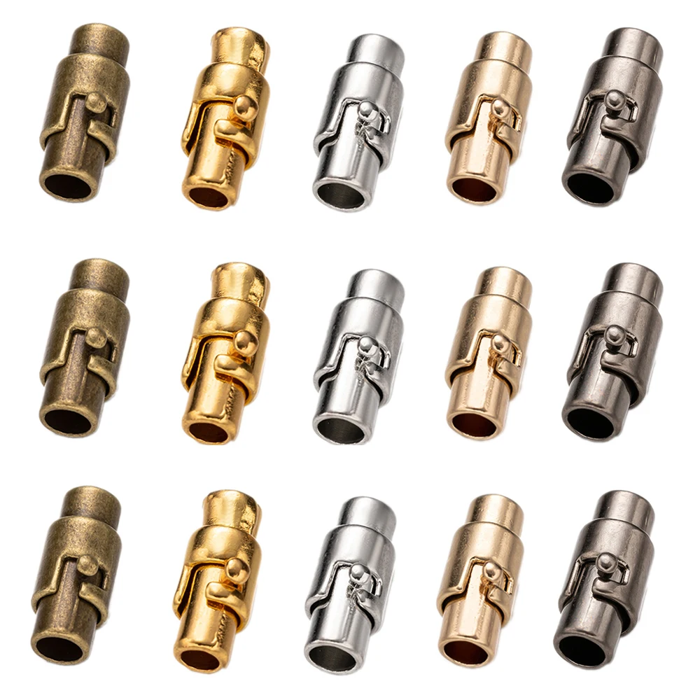 5pcs 3/4/5/6/8mm Leather Cord End Cap Magnetic Clasp With Locking Connector For DIY Bracelet Necklace Jewelry Making Supplies