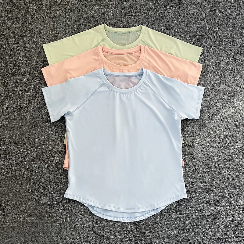 

Новый топ для йоги, женский дышащий топ для бега, тренировок, фитнеса, с короткими рукавами, одежда для фитнеса