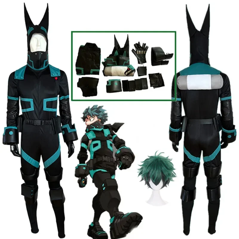 Midoriya Izuku Anime My Hero Academy Cosplay Black Man Woman Costume Set Halloween Wig Props High Quality B12