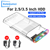 RGB 2.5/3.5 inch HDD SATA External Hard Drive Case box Reader Support 22TB Hard Drive Enclosure High Speed Adapter for PC Lapop.