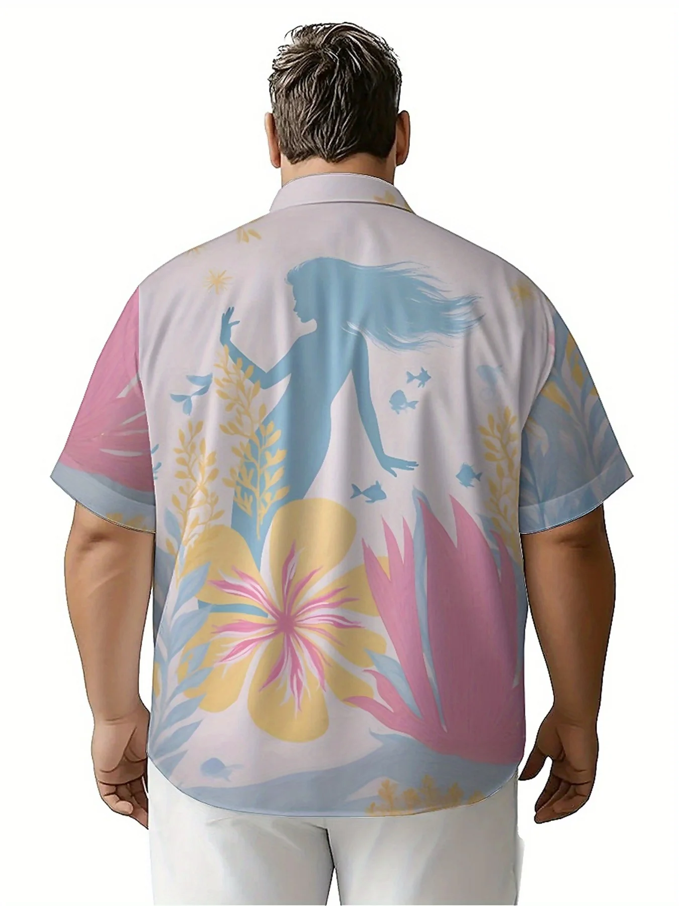 Męskie koszule hawajskie plus size z wzorem leśnej syreny, unisex koszule Aloha, nowe letnie topy, streetwear