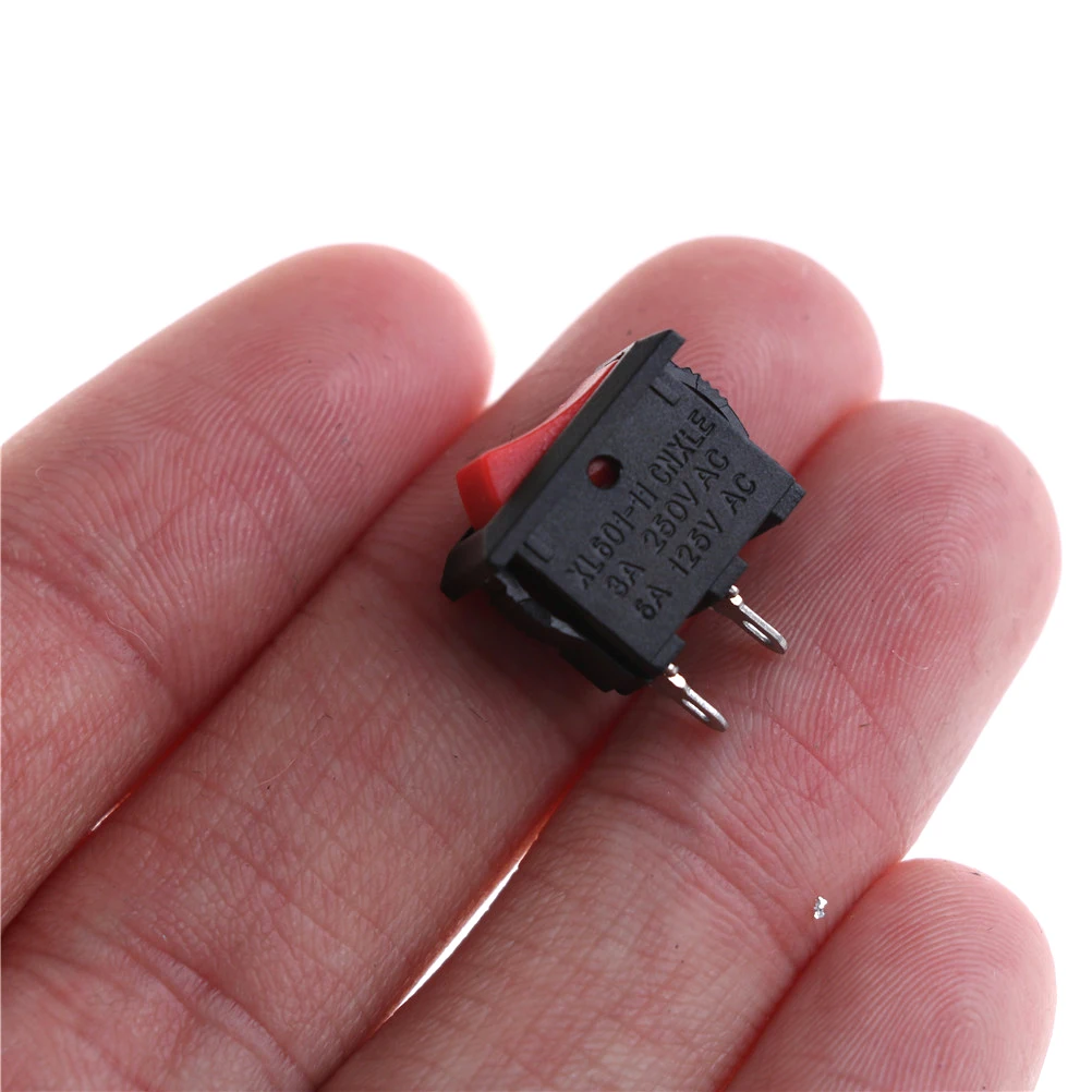 10 teile/los 3A AC 250V Rocker Schalter 2 Pin 10x15mm SPST ON/OFF Löten Terminal boot Rocker Push Button Schalter