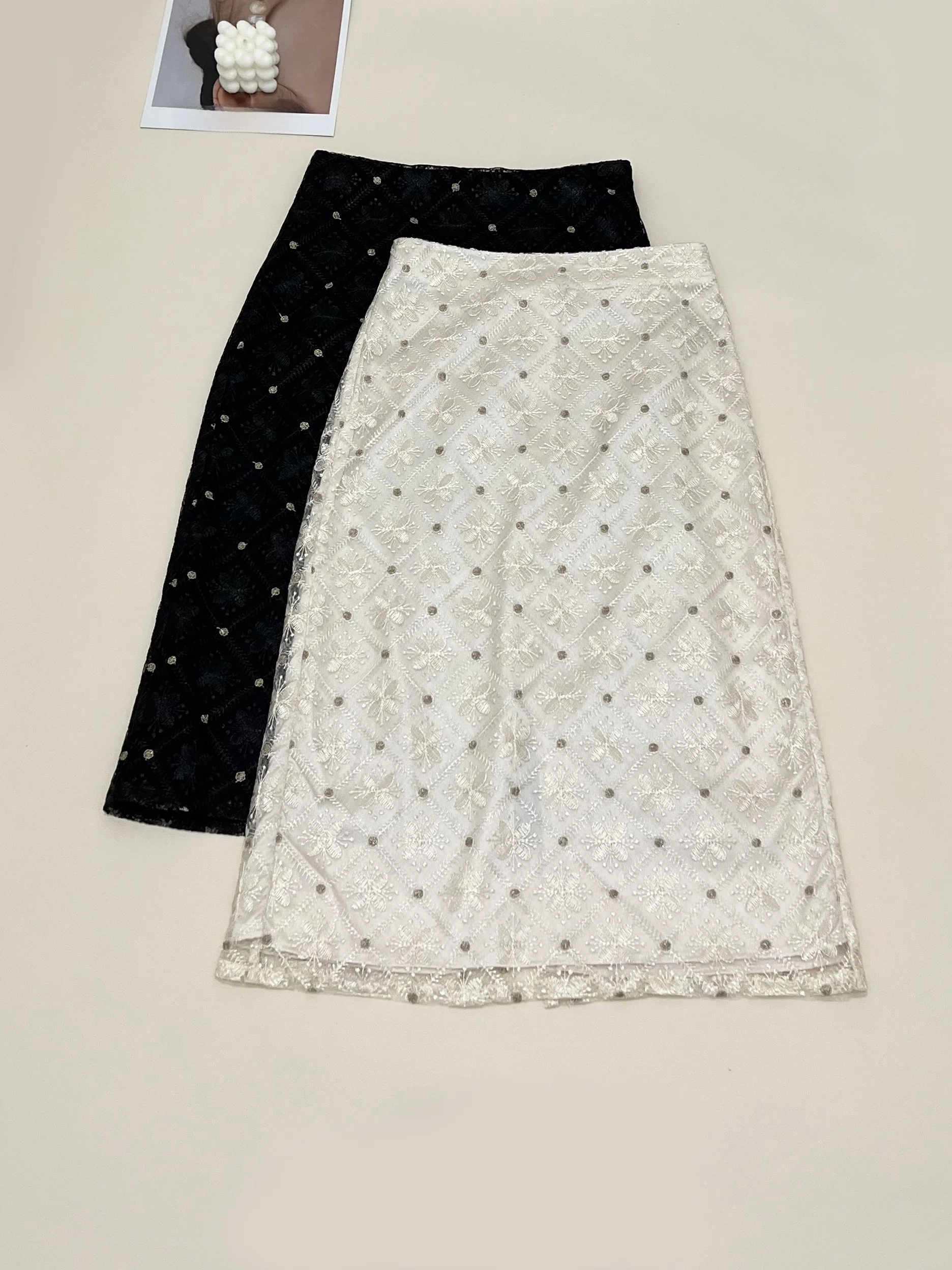 

Модная кружевная юбка трапециевидной формы, женская летняя утягивающая юбка из полиэстера с высокой талией, OL Sle, юбка для поездок на работу