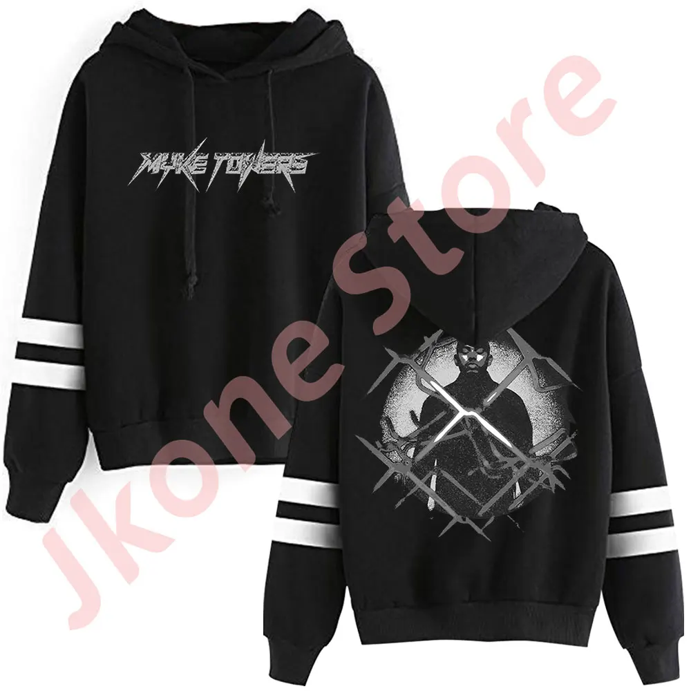 Myke Towers Barbed Wire Logo Merch Pullovers Unisex Fashion Pocketless Parallel Bars Sleeve Streetwear