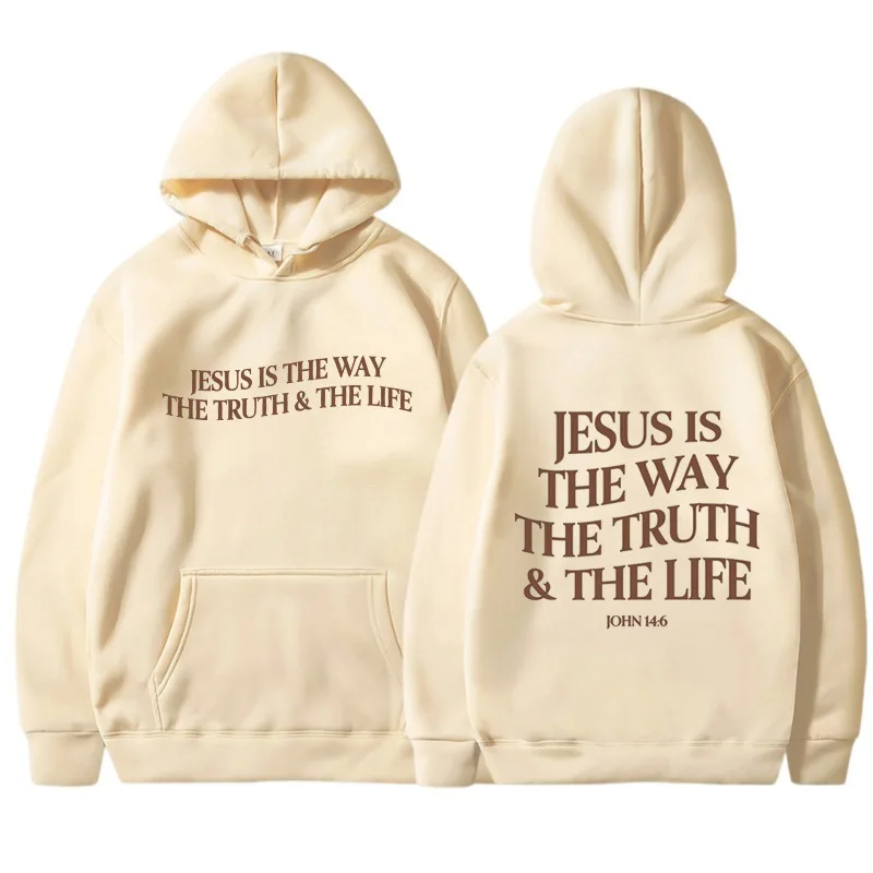 JESUS IS THE WAY THE TRUTH Winter new hooded sweatshirt for women Korean loose ins long sleeve plus velvet thick top