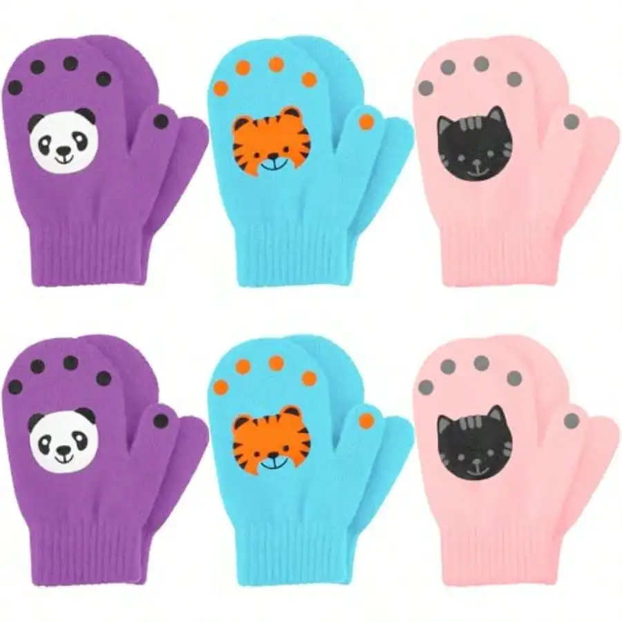 

6 Pairs Toddler Magic Stretch Mittens Winter Unisex Baby Knitted Gloves MittensBaby & Kids Gloves