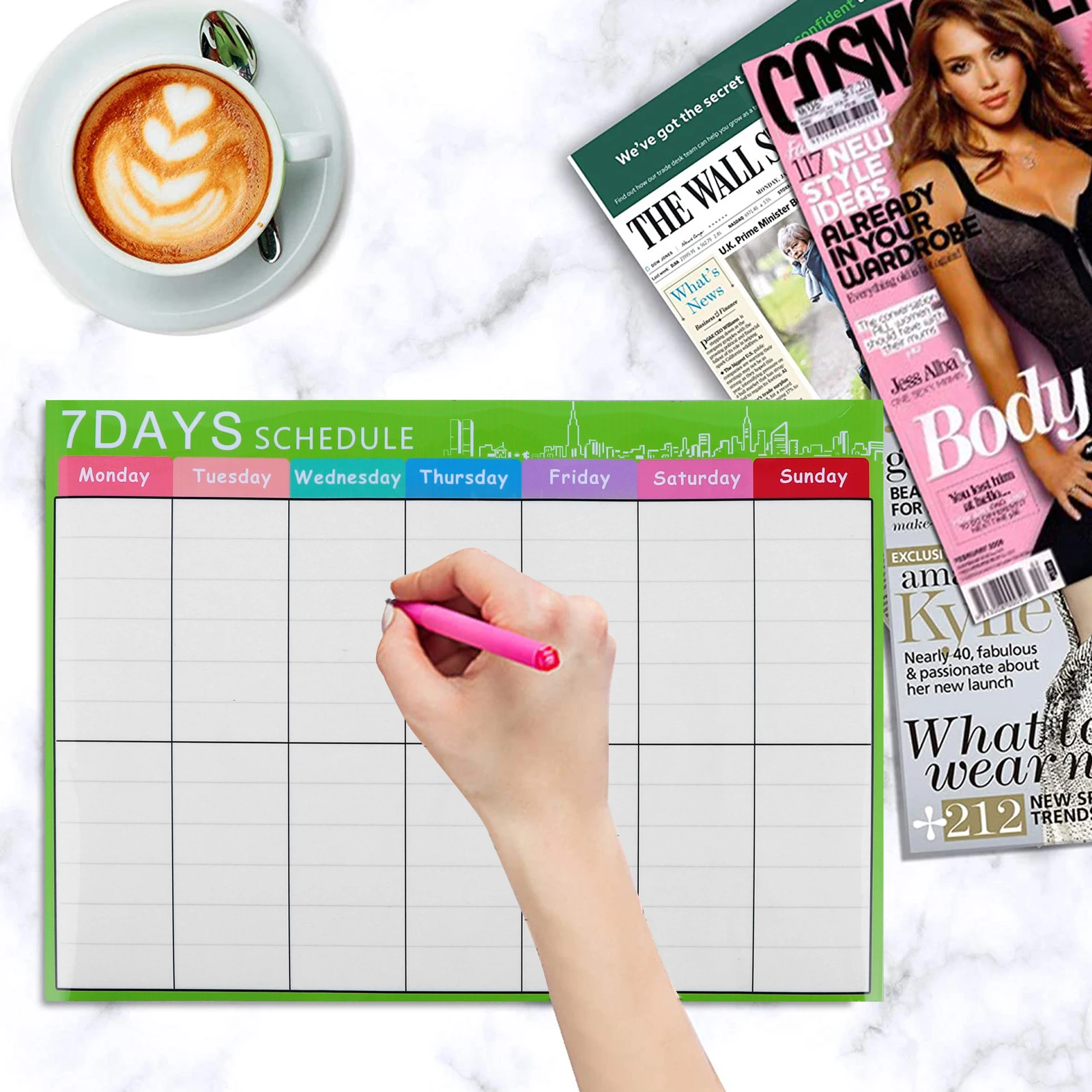 

1Pcs Plan Whiteboard Magnetic Monthly Planner Dry Erase Surface No Residue Fridge Note Board for Kitchen Schedule Organizer