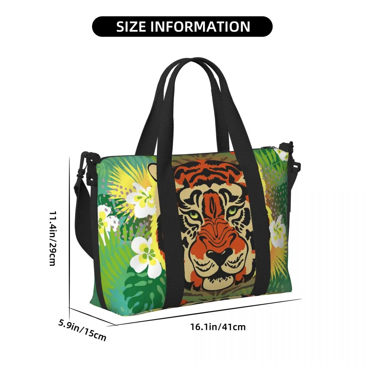 ليوبارد النمر الكرتون حقيبة سفر الشاطئ سعة كبيرة حمل الحقائب لصالة الألعاب الرياضية اليوغا المرأة التسوق حقيبة كتف واق من المطر #3